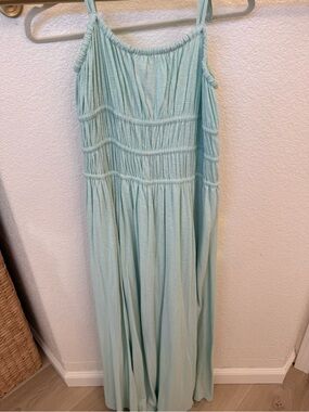 American Eagle Outfitters Light Aqua Smocked Maxi Dress